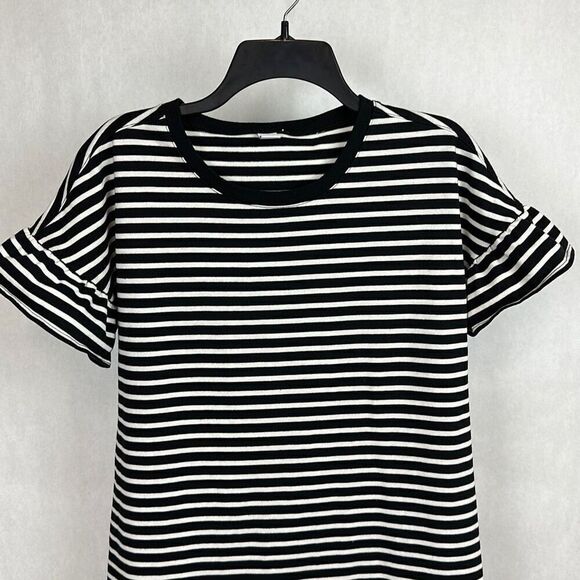 Old Navy Mini Dress Size Small Black White Stripe Short Sleeve - Picture 2 of 5